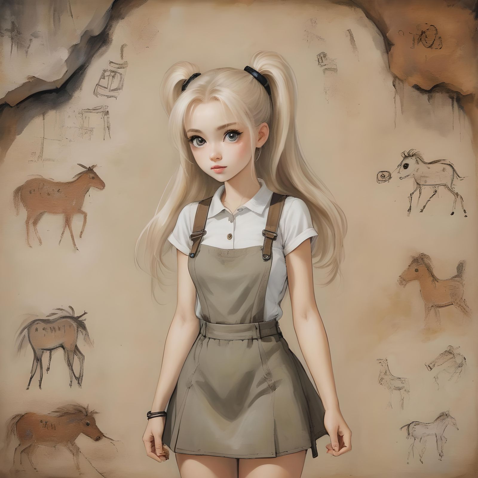 Cave Painting of Circuit Racks and Woman