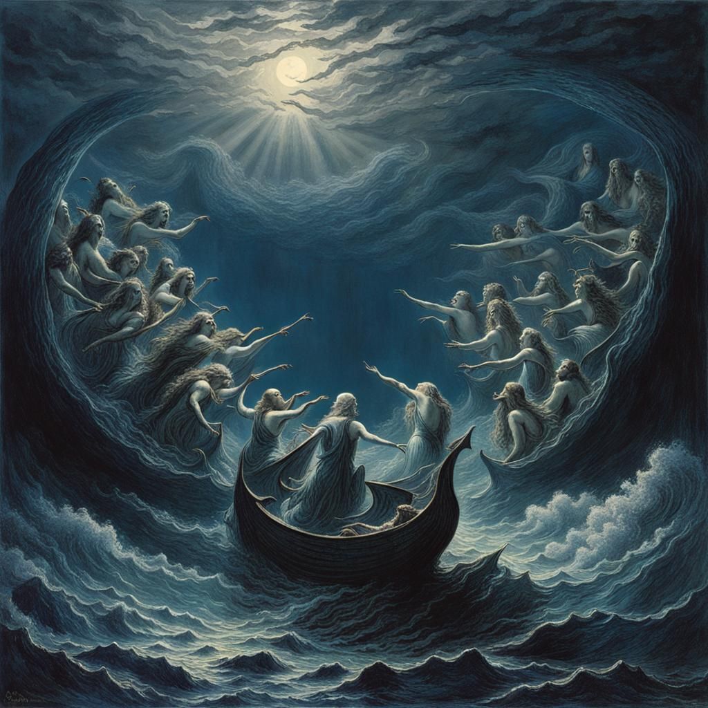 Sirens' Song Amidst Stormy Seas, Dark Romanticism