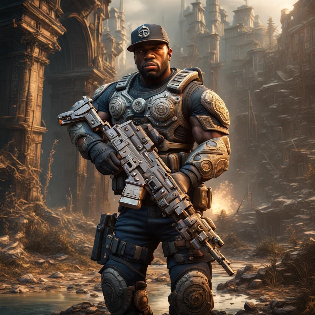 50 Cent as COG Soldier in Detailed Matte Painting