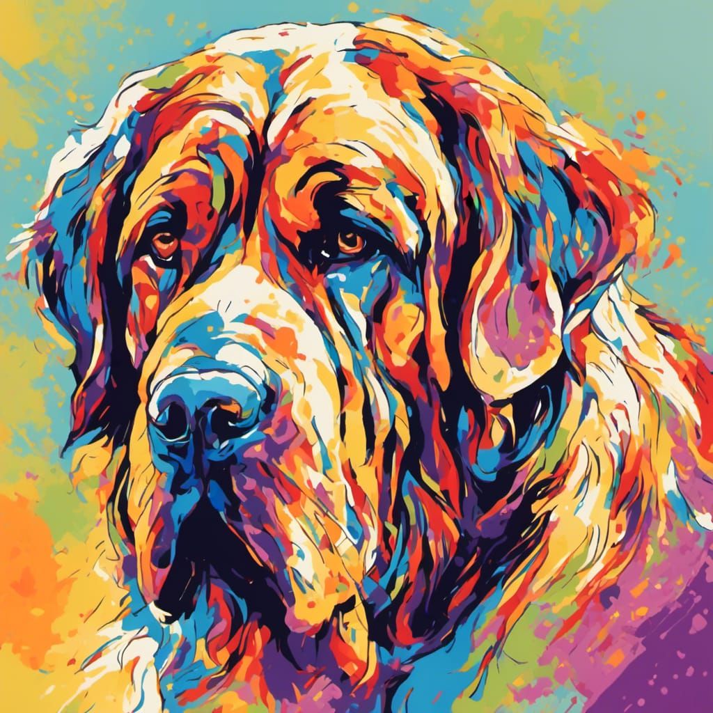 Colorful Sketch of a Spanish Mastiff