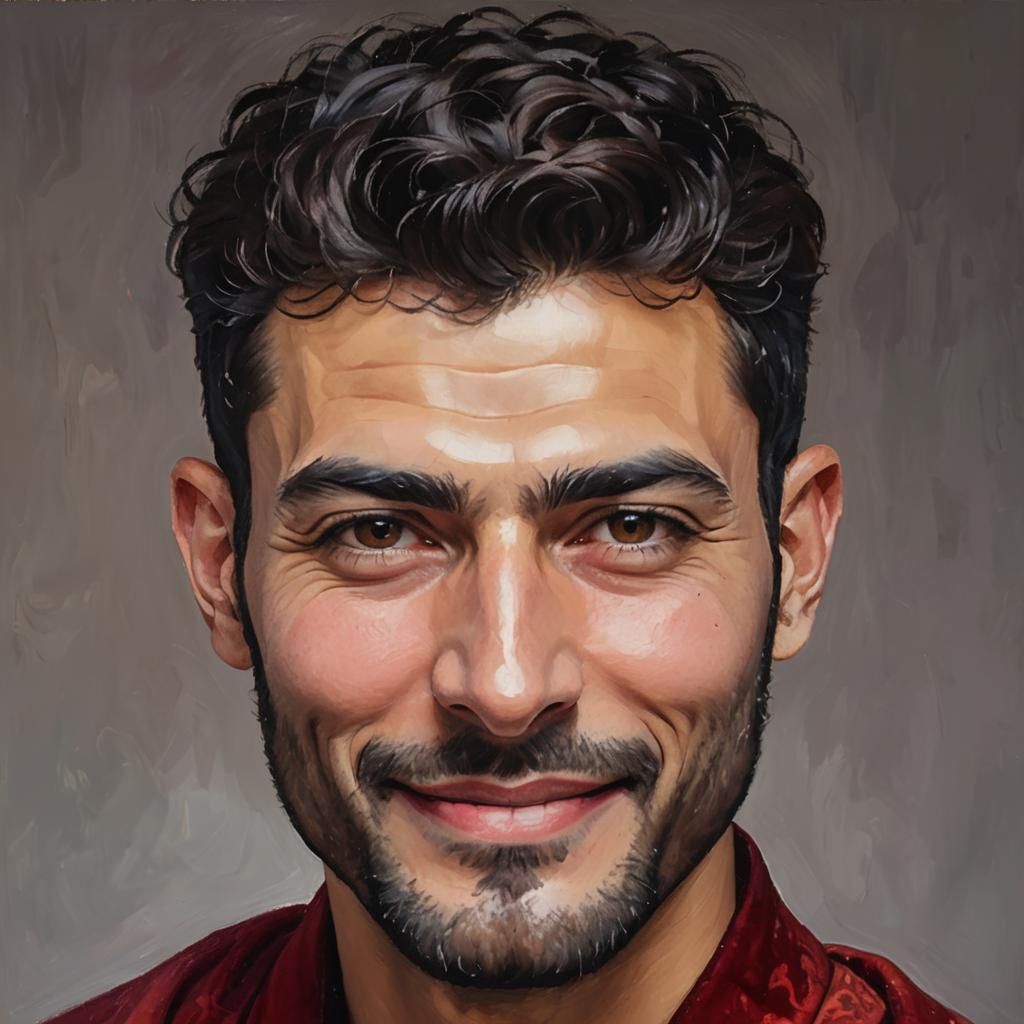 Expressionist Portrait of Man in Red Velvet Robe