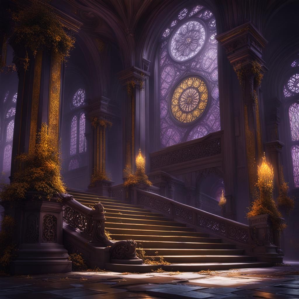 Dark Fantasy Concept Art in Style of Alphonse Mucha