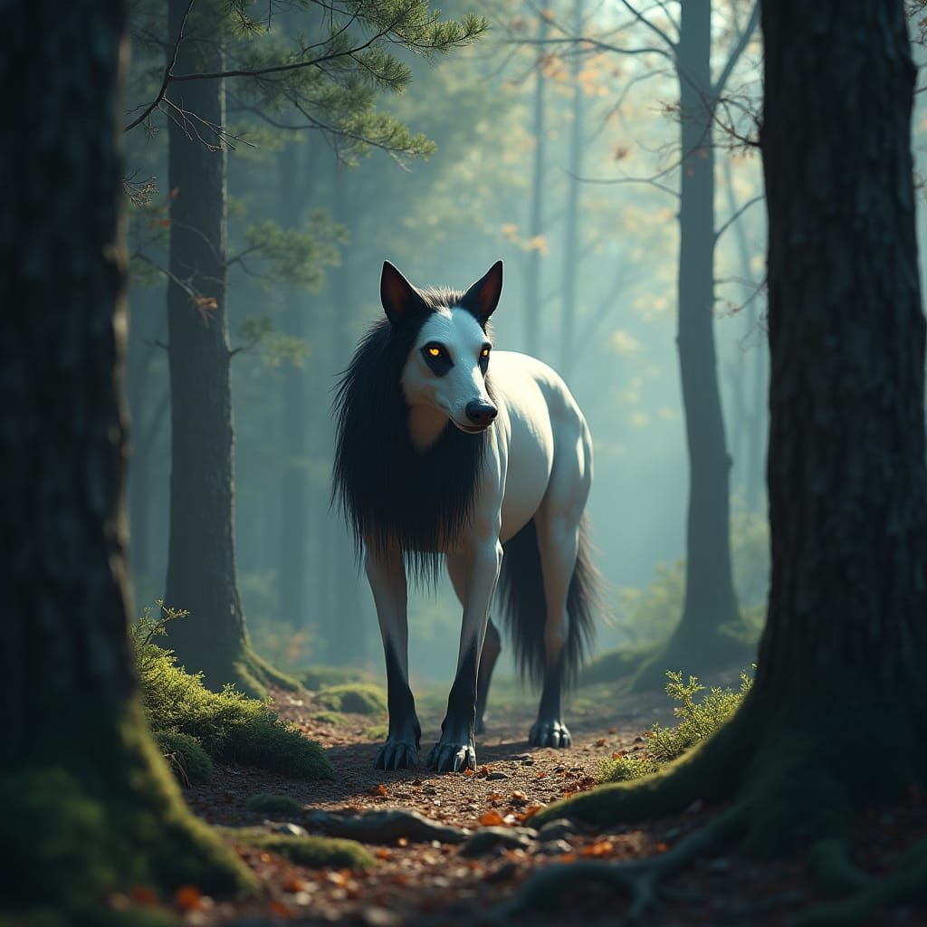Majestic Jersey Devil in Forest Clearing: Fantasy Art