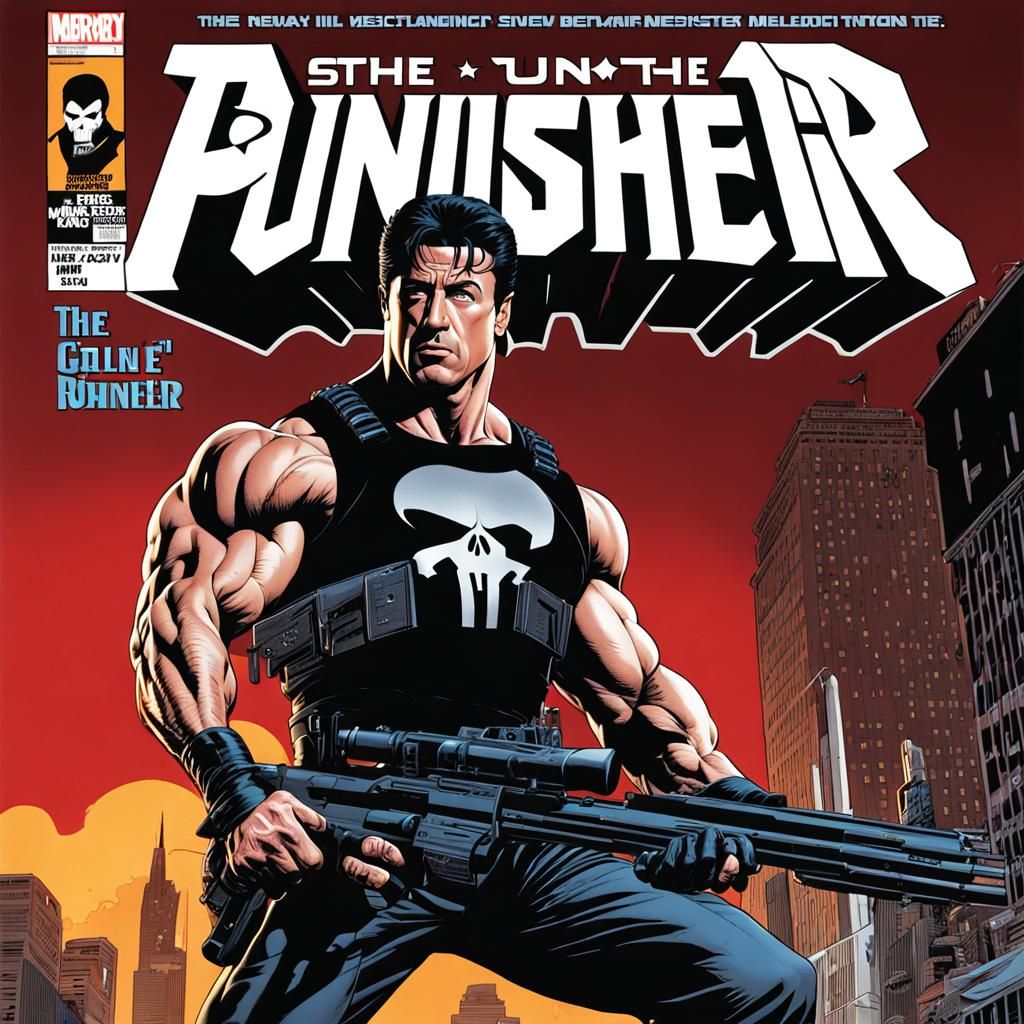 Sylvester Stallone as The Punisher: Comic Book Cover