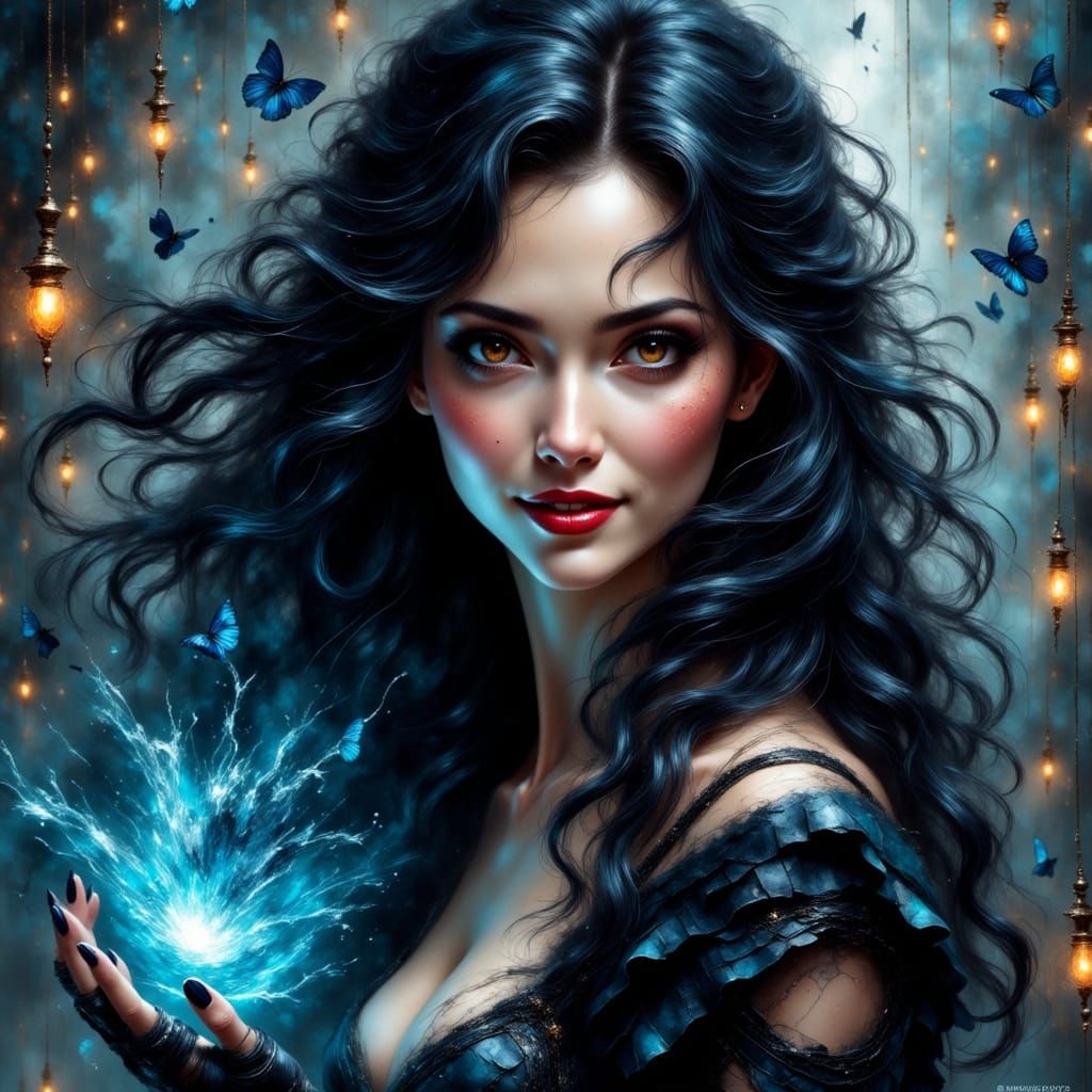 Yennefer of Varegen: Crystalline Glow in Impressionist Style