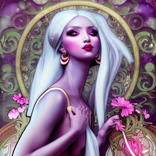 Drow Elf with Pink Eyes: Fantasy Art