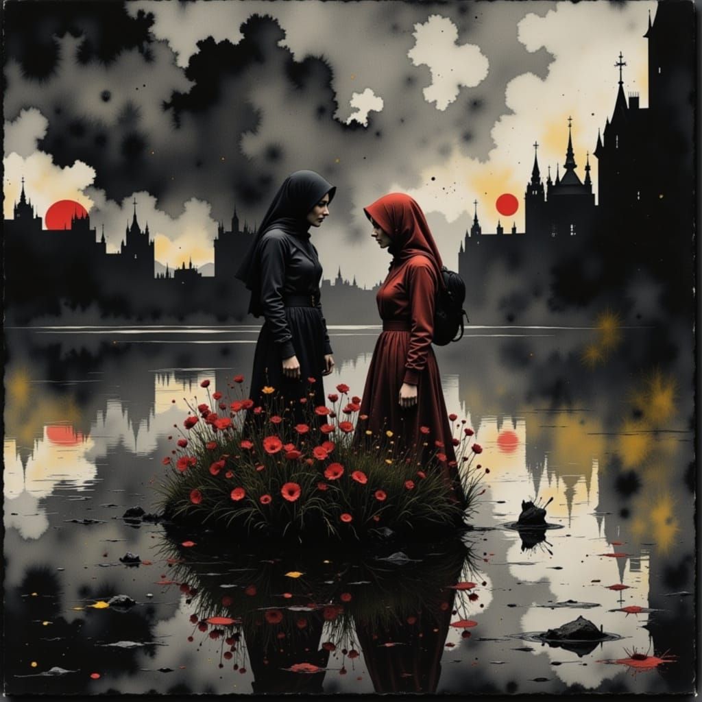 Abstract Dark Ink Atmosphere with Swirling Effects