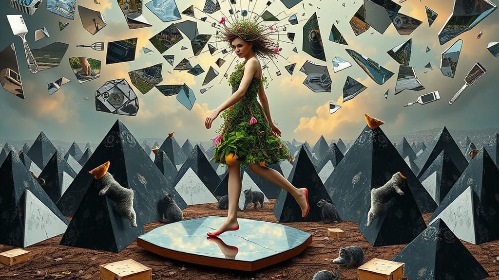 Surreal Landscape of Tools and Nature in Harmony