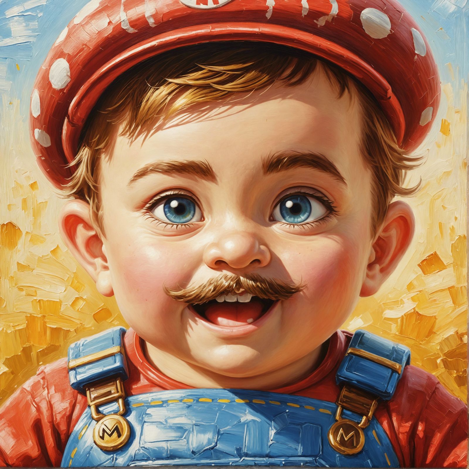 Delightful Baby Portrait in Oil Painting Style