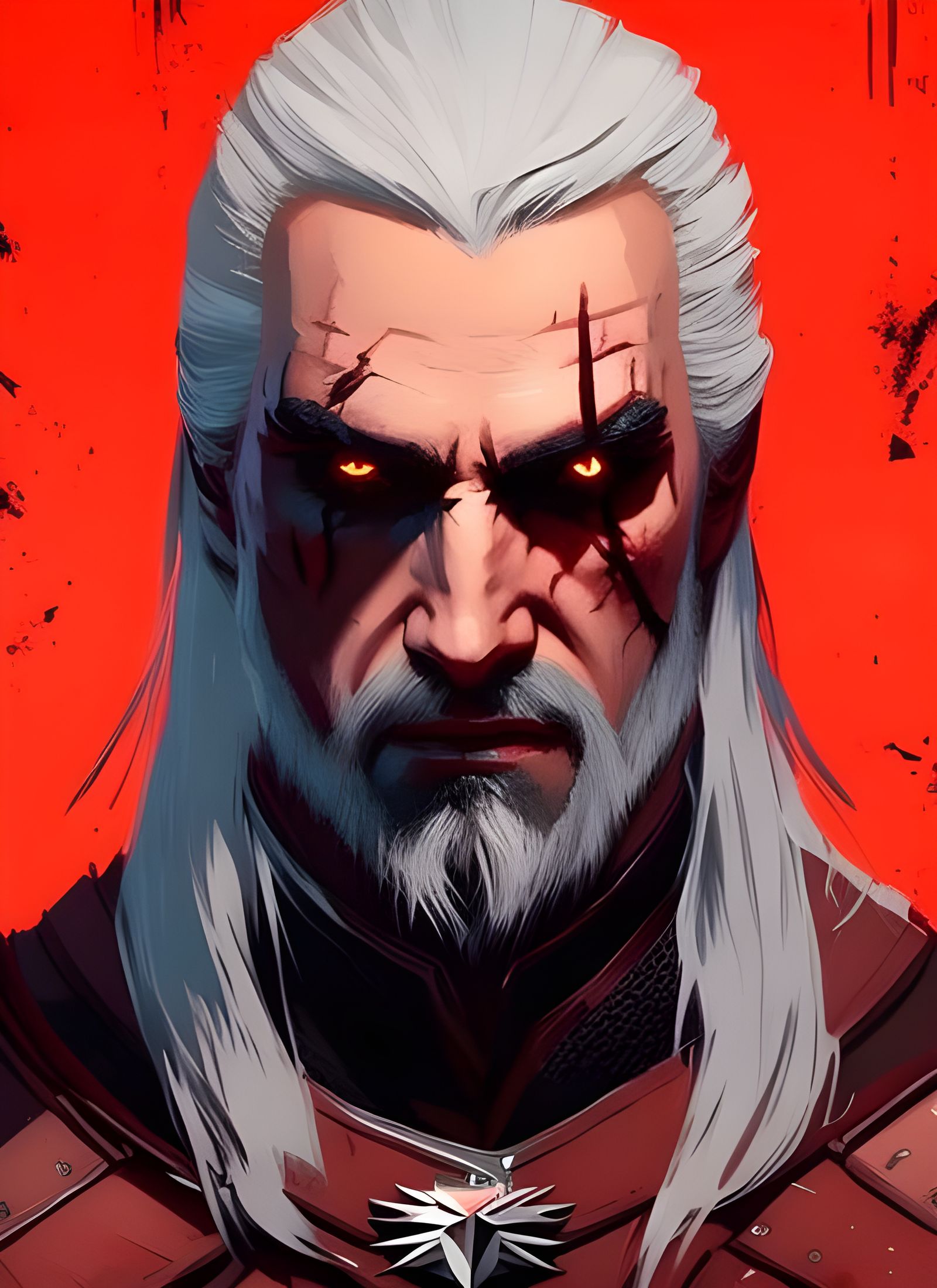 Geralt of Rivia Portrait with Bold Brush Strokes