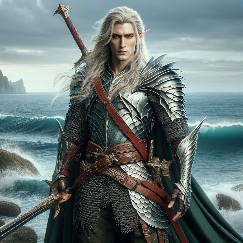 Sea Elf Vampire Warrior in Detailed Armor