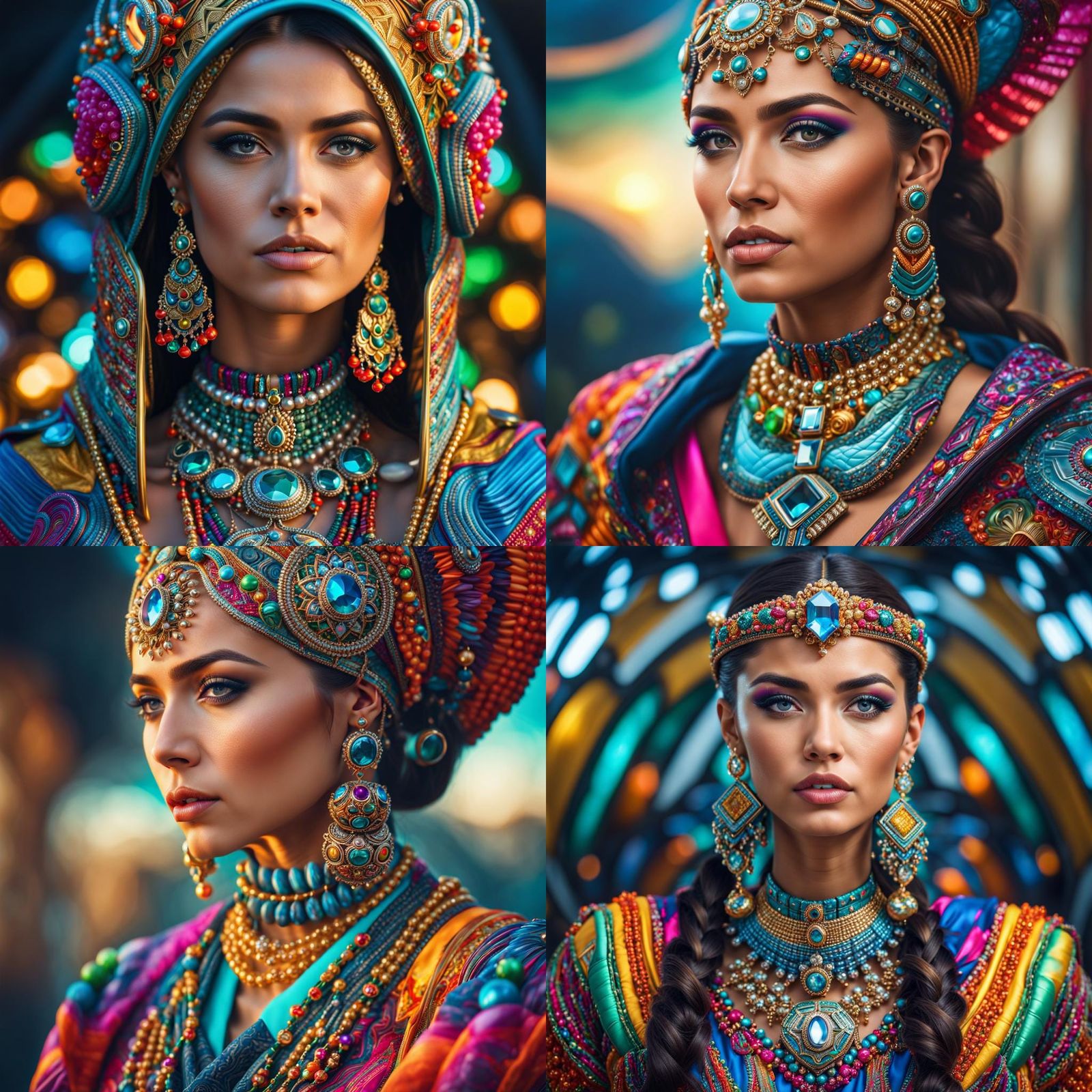 Hyperrealistic Portrait of Woman with Futuristic Jewelry