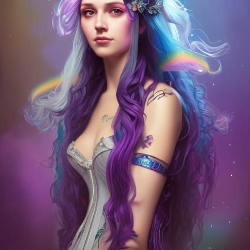 Punk Rock Princess Portrait in Art Nouveau Style