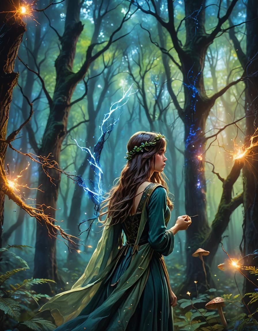 Woman Conjuring Blue Magic