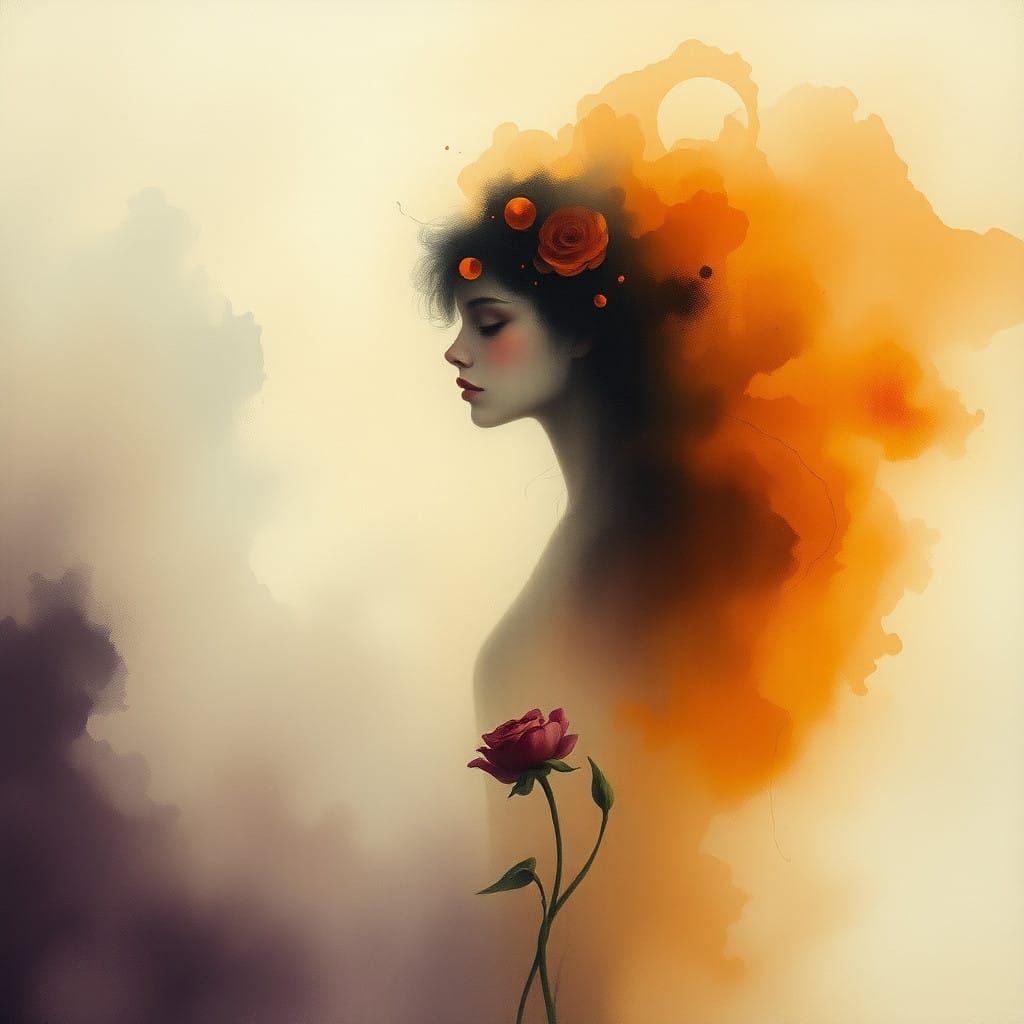 Ethereal Figure Lost in a Dreamscape of Sorrow