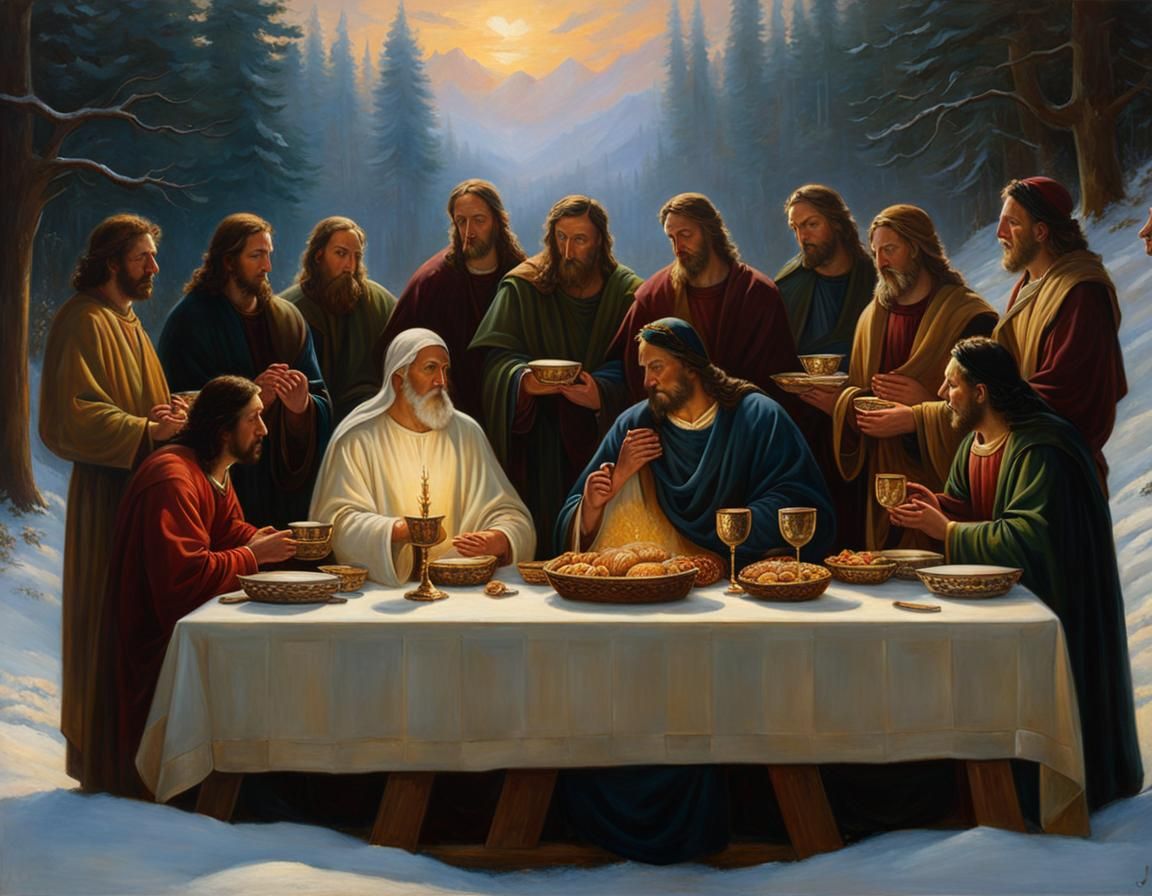 The Lords Supper in the Winter Oil Painting