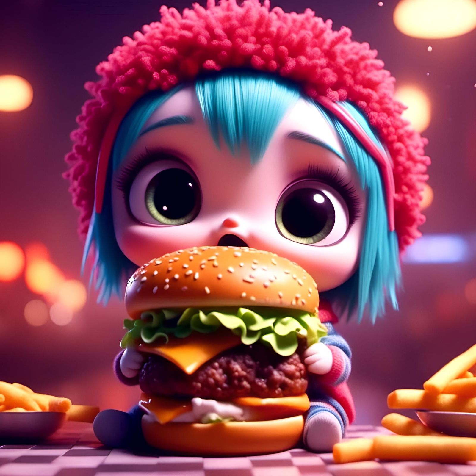 Adorable Character at American Fast Food Restaurant