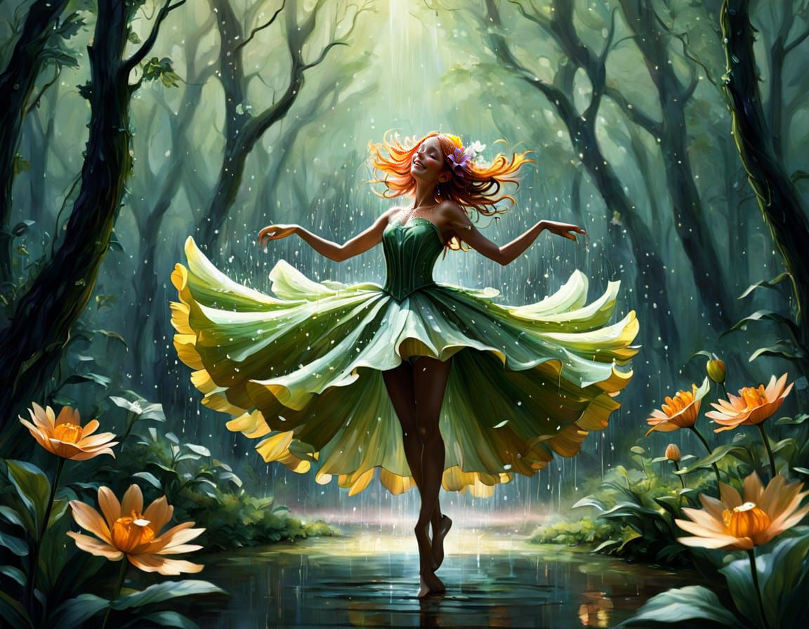 Ethereal Flower Dances in Enchanted Forest Glade