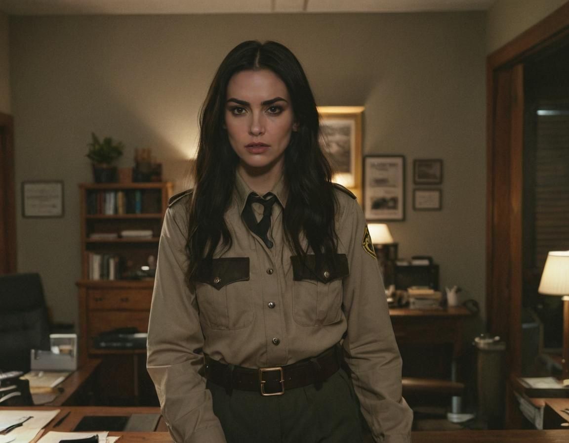 Intense Park Ranger in Cinematic Office Scene