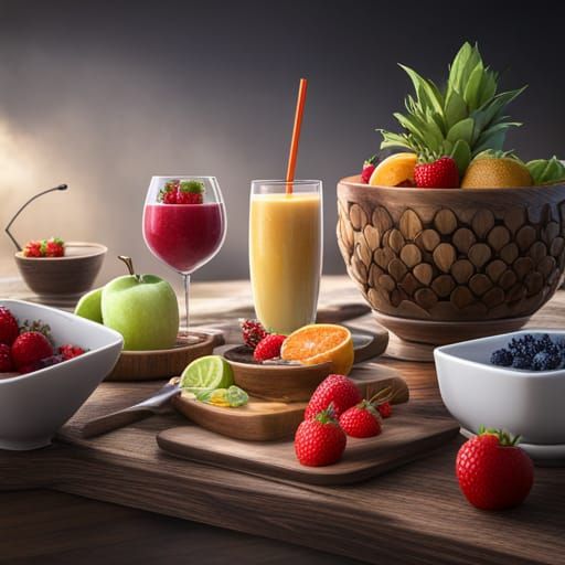 Vibrant Fruit Salad in Detailed Fantasy Art Style