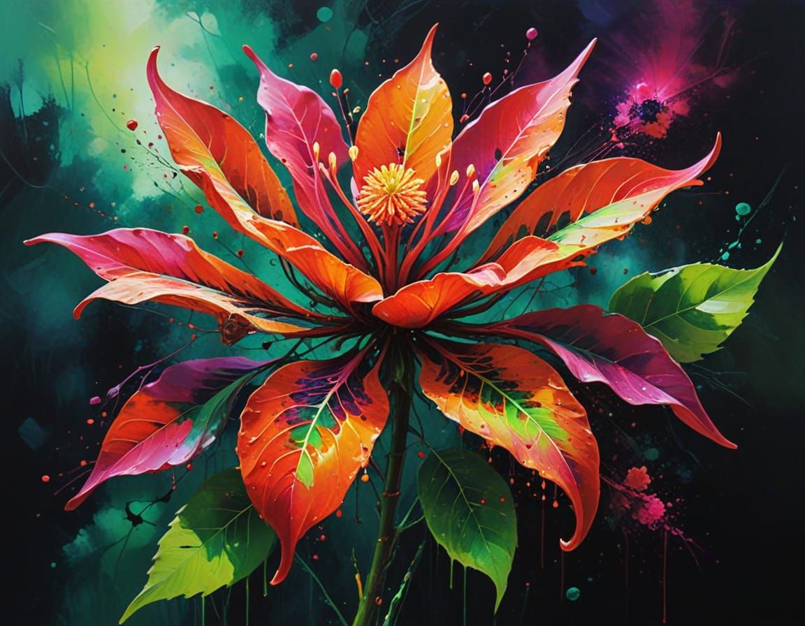 Vibrant Abstract Flower Blooms with Wild Energy