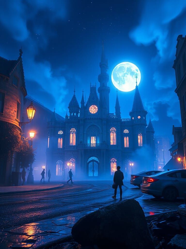 Abstract Blue Scene in Disney Pixar Style