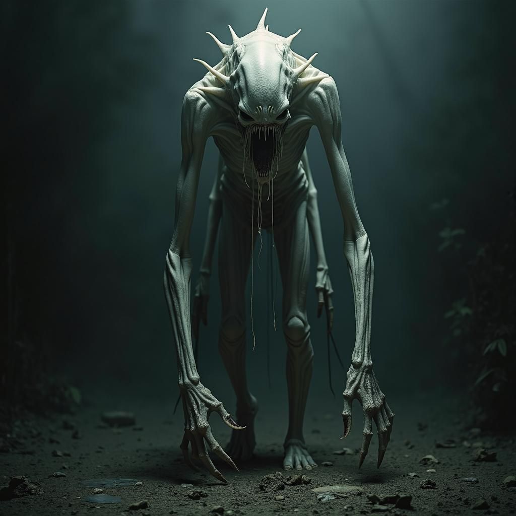 Echolocation Ghoul in Biomechanical Horror Style