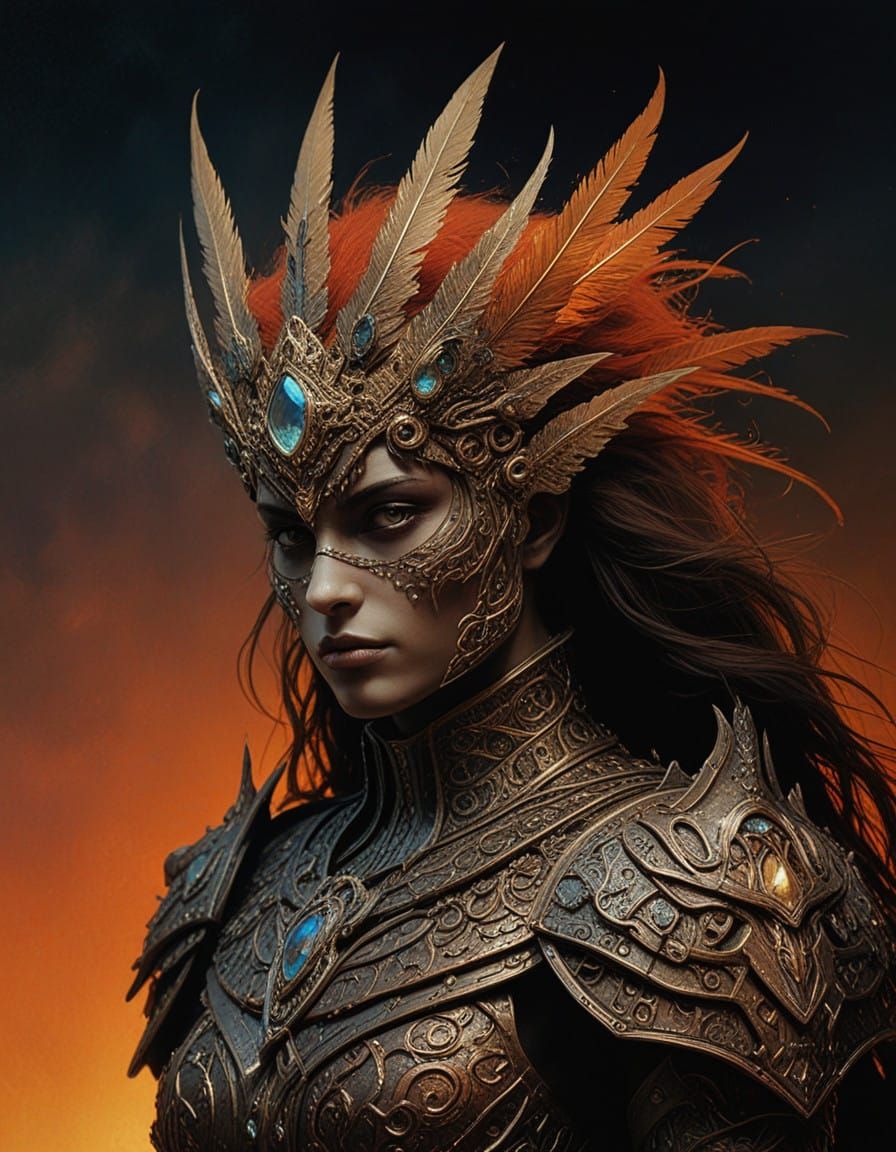 Ethereal Mage-Phoenix Hybrid in Luminous Armor