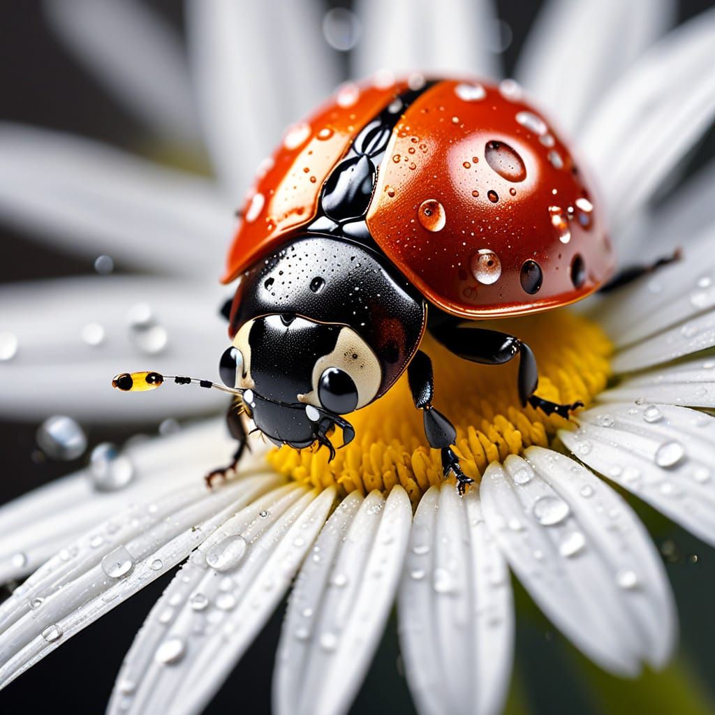 Ladybug on Daisy in Graffiti Art Style