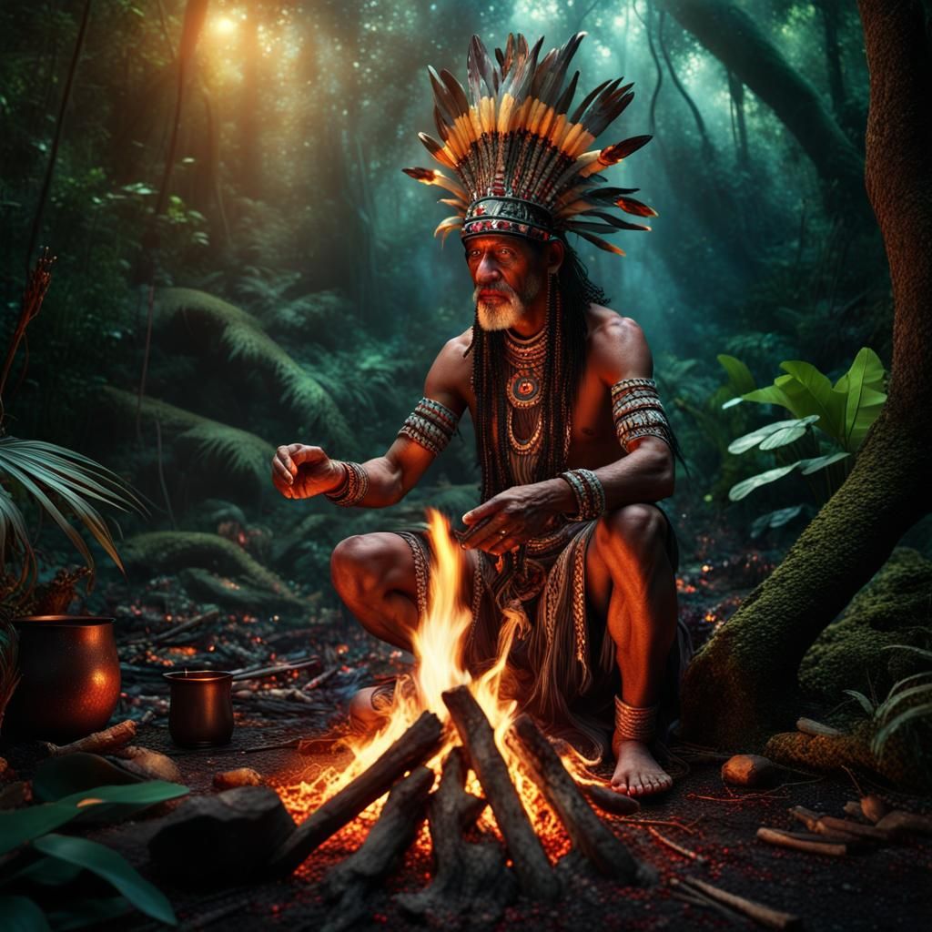 Jungle Shaman Healing Ritual in Photorealistic CGI