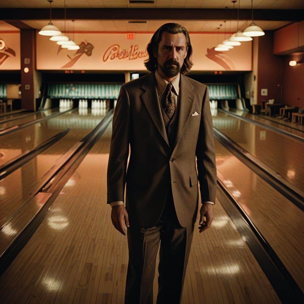 Mr. Lebowski at the Gritty Bowling Alley