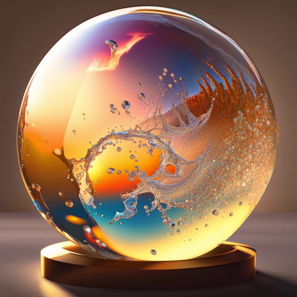 Sparkling Crystal Globe in Sunset: Splash Art
