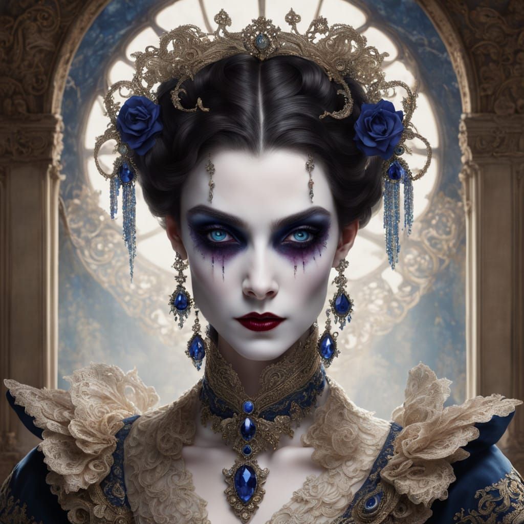 Elegant Vampire in Victorian Era Attire