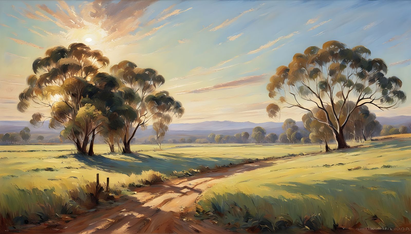 Rustic Australian Countryside Landscape in Oil