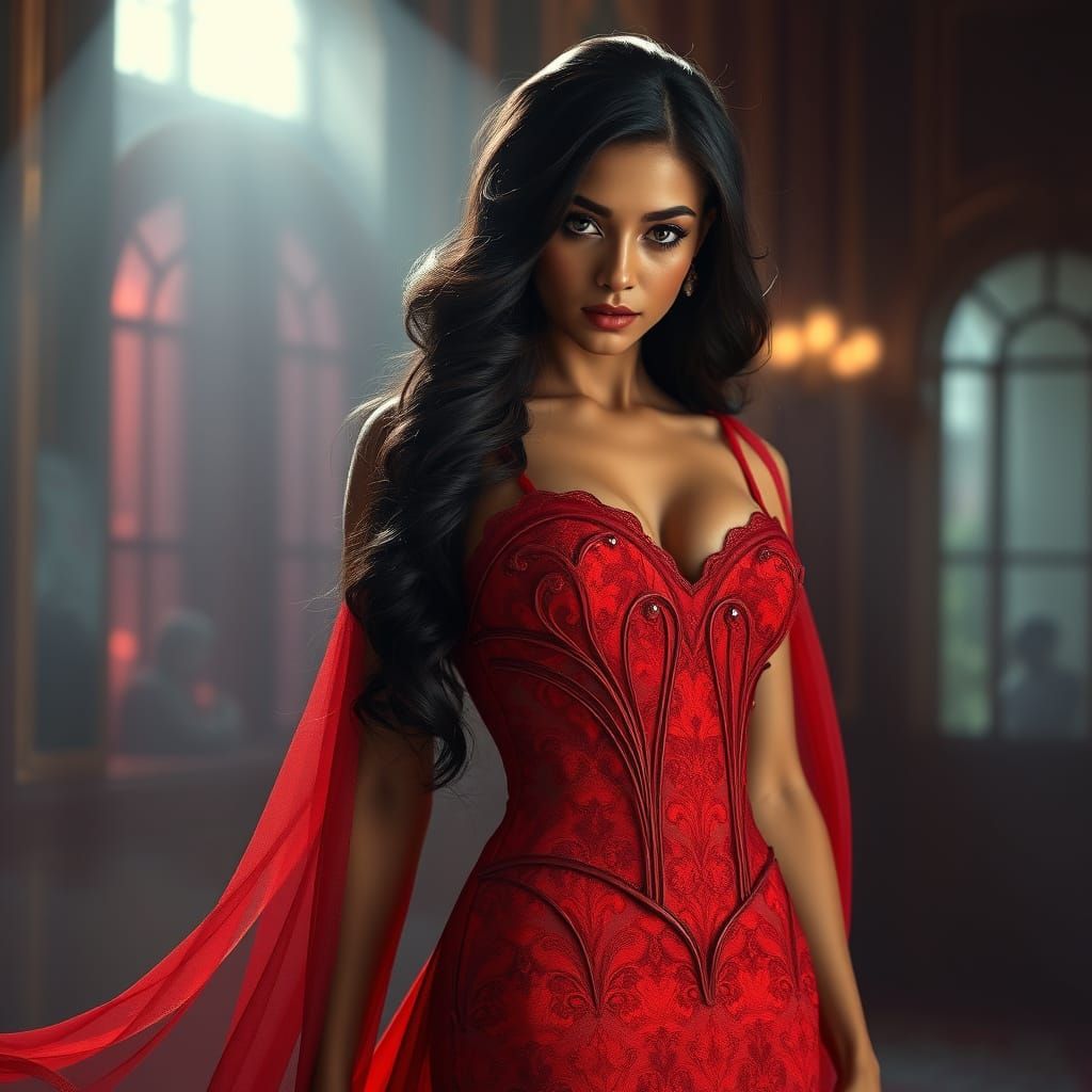 Ethereal Woman in Radiant Art Deco Gown