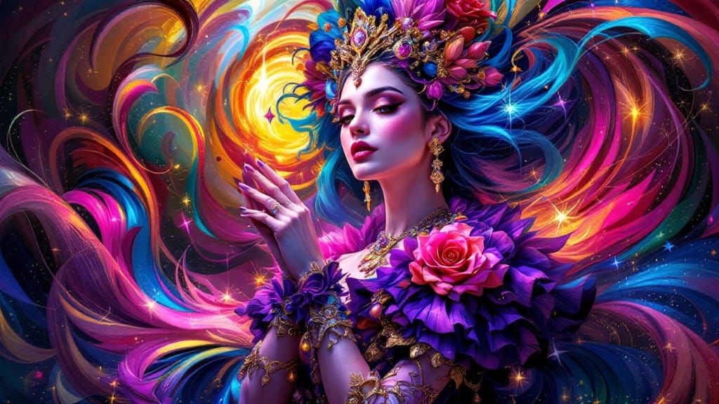 Regal Woman Portrait in Dreamlike Candyland Style