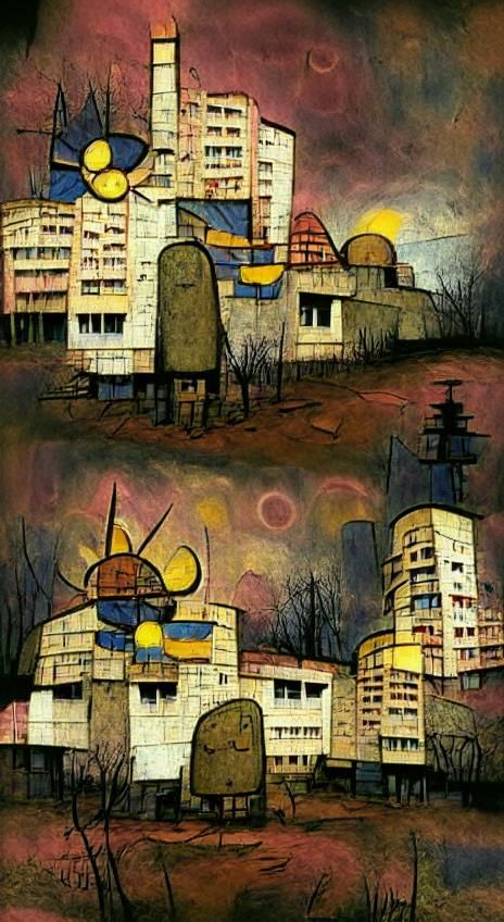 Post-Apocalyptic Cyberpunk Ruins in Stalinist Style