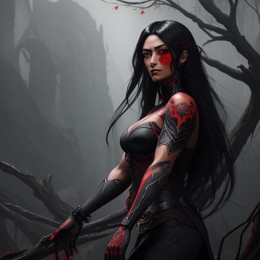 Anime Hispanic Girl with Spider Tattoo in 8K