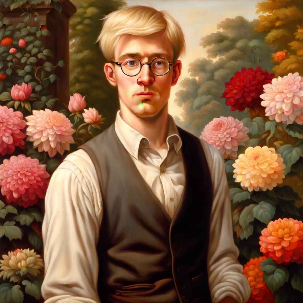 Man in Garden: Hyperrealistic Romanticism