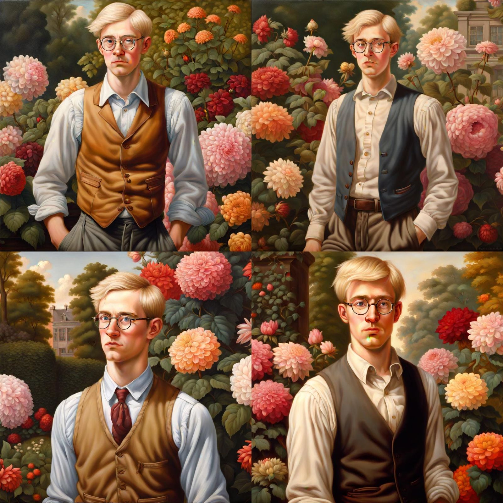 Romantic Garden Portrait in Hyperrealistic Style