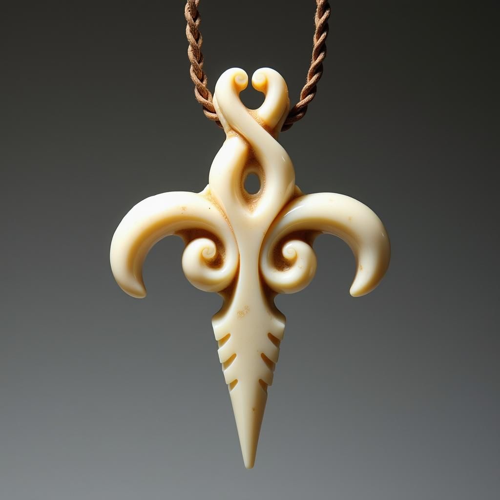Aesthetic Bone Pendant with Triskelion Carving