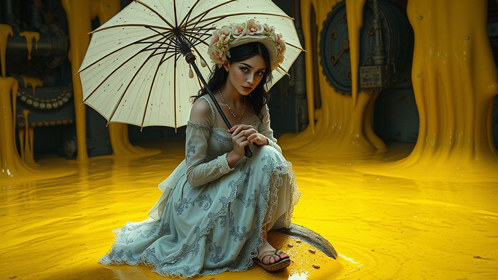 Woman in Slime: Surreal Art Inspired by Stalenhag