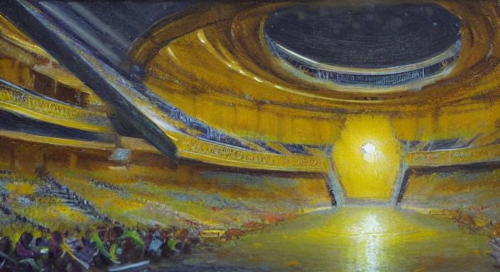 Cosmic Opera in Dark, Heavy Impasto Painting