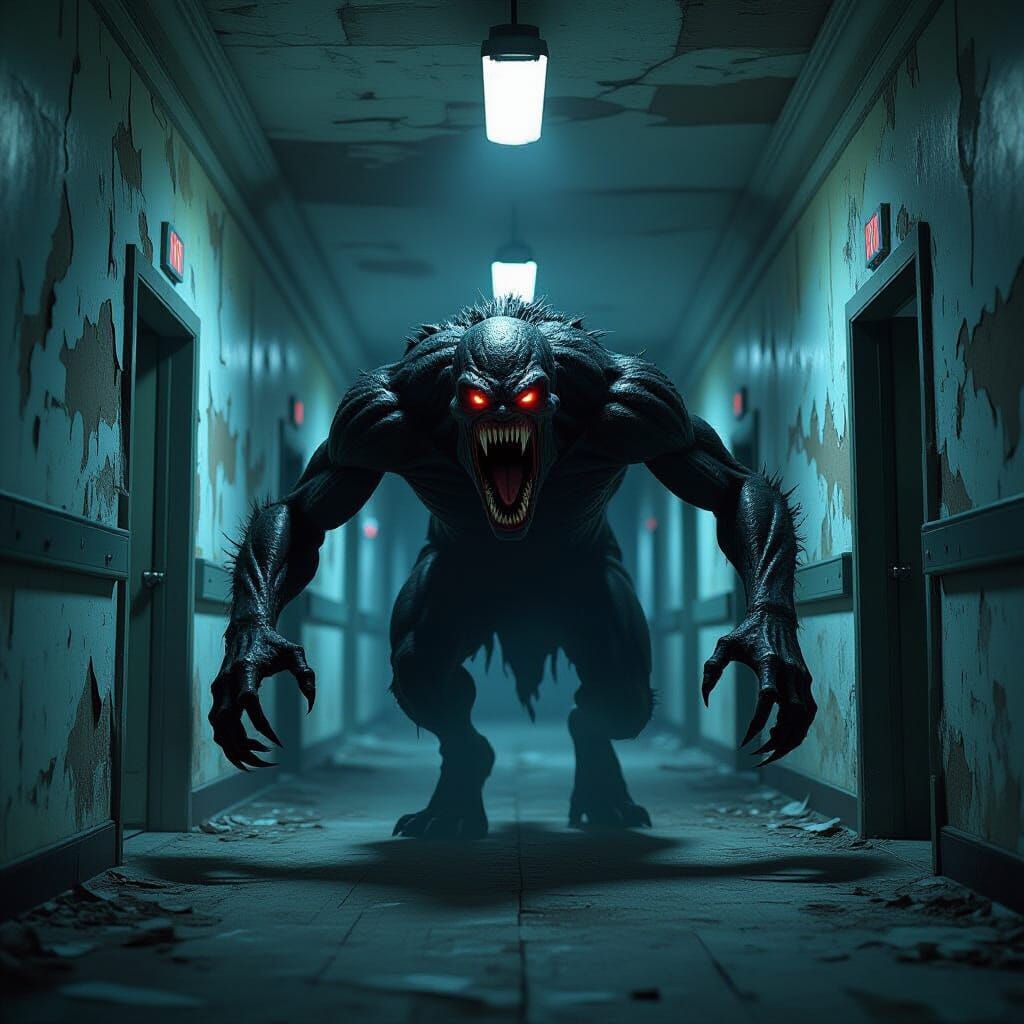 Terrifying Monster Lunging in Abandoned Asylum