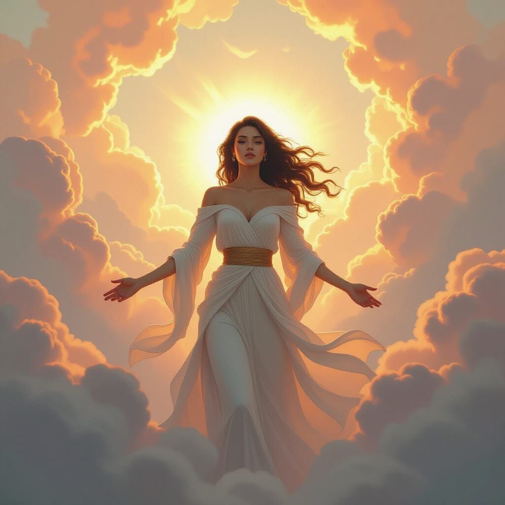 Goddess of Life in Ethereal Golden Light