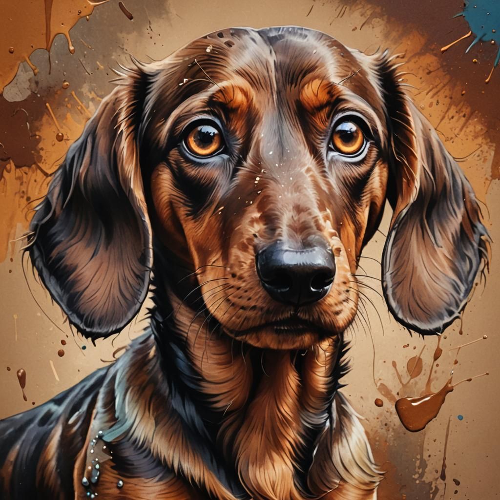 Hyperrealistic Brown Dachshund with Tender Eyes