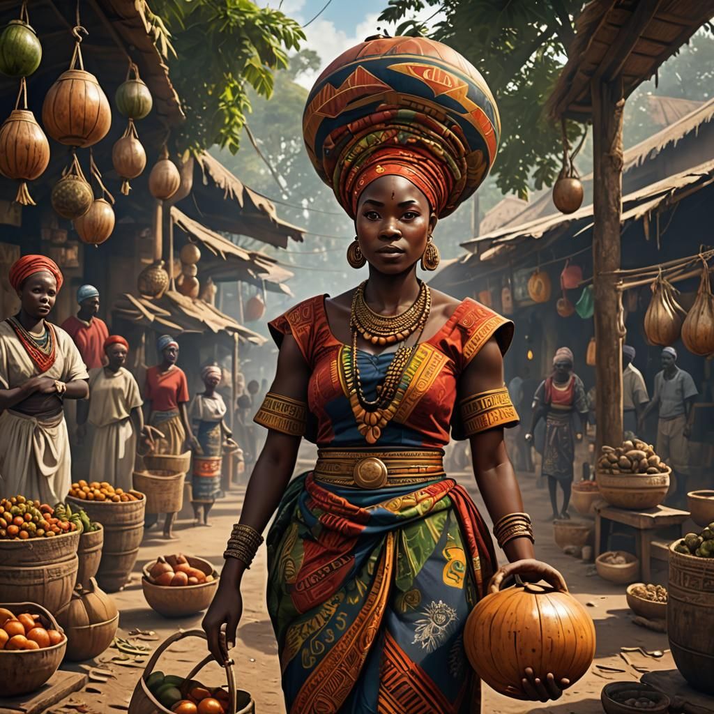 Igbo Woman in Traditional Dress at Market
