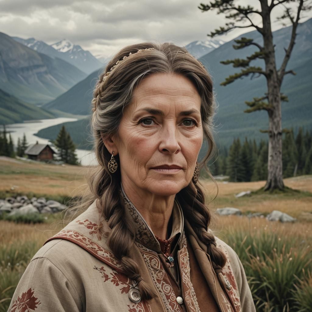 Realistic Portrait of Woman in Canadian Landscape