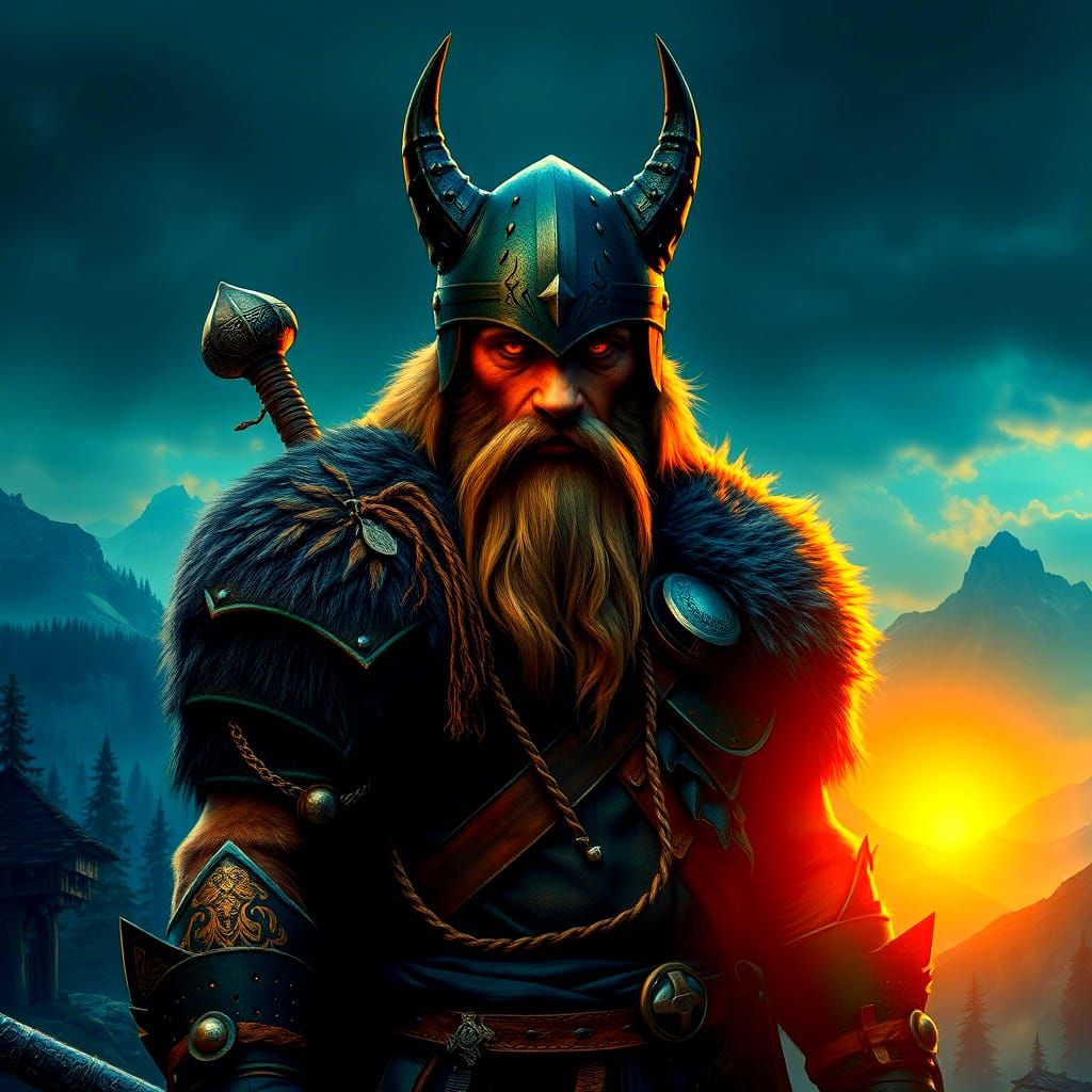 Wolf Viking Hybrid in Detailed Matte Painting