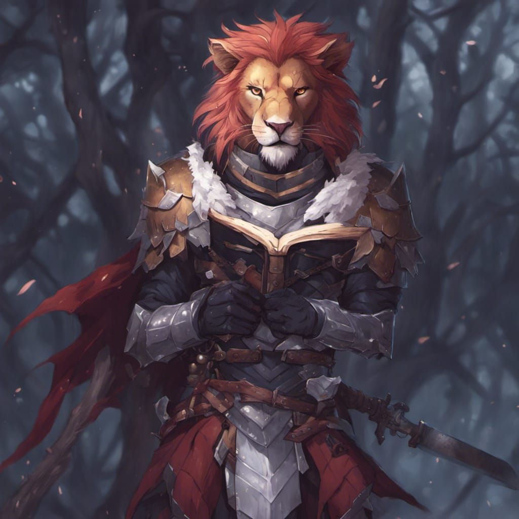 Armored Lion Spellcaster in Magic Forest